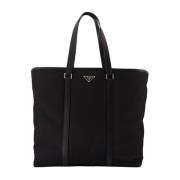 Re-Nylon Tote Tas Prada , Black , Heren