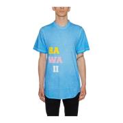 Katoen Linnen T-Shirt Dsquared2 , Blue , Heren