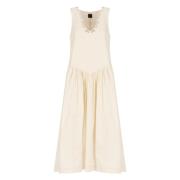 Elegante Ivoor Kant V-hals Jurk Pinko , Beige , Dames