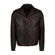 Leren bomberjack Prada , Brown , Heren