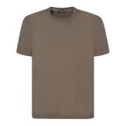 Groene T-shirt Ronde hals Ribbed Trim Tom Ford , Brown , Heren