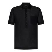 Zwarte Zijden Jersey Polo Shirt Tom Ford , Black , Heren