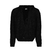 Lurex Cardigan Saint Laurent , Black , Heren