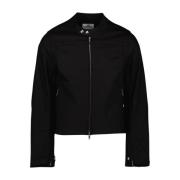 Denim Biker Jack met Hoge Kraag Courrèges , Black , Heren