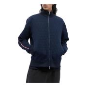 Geëmbosseerde Logo Rits Sweater Moncler , Blue , Heren