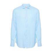 Blauw Linnen Klassieke Kraag Shirt MC2 Saint Barth , Blue , Heren