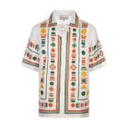 Witte Zijden Shirt met Speelse Adelaar Casablanca , Multicolor , Heren