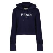 Hoodie met geborduurd logo Fendi , Blue , Dames