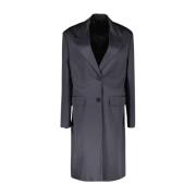 Klassieke Lange Jas Katoen Effen Kleur Prada , Gray , Dames