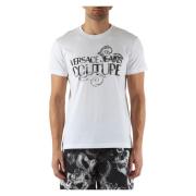 Slim Fit Katoen Logo T-shirt Versace Jeans Couture , White , Heren