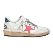 Witte Leren Sneakers met Roze en Groene Accenten Golden Goose , Multic...