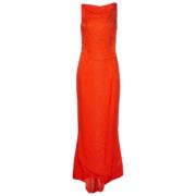 Pre-owned Silk dresses Carolina Herrera Pre-owned , Orange , Dames