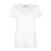 Wit Katoenen T-shirt met Logopatch Moncler , White , Dames