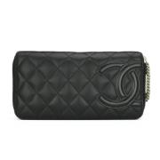 Pre-owned Leather wallets Chanel Vintage , Black , Dames