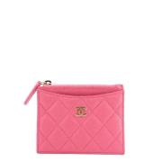 Pre-owned Leather wallets Chanel Vintage , Pink , Dames