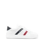 Witte Leren Lage Sneakers Moncler , White , Dames