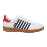 Suede Leren Boxer Sneakers Wit Blauw Dsquared2 , Multicolor , Heren