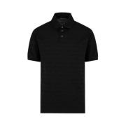 Zwarte Jacquard Katoenen Poloshirt Emporio Armani , Black , Heren
