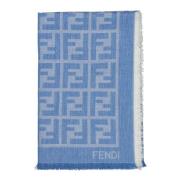 Vierkante Sjaal met Franje Randen Fendi , Blue , Dames