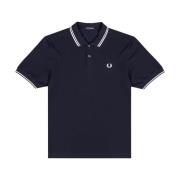 Korte Mouw Polo Shirt Navy/White Fred Perry , Blue , Heren