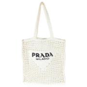 Pre-owned Raffia totes Prada Vintage , White , Dames