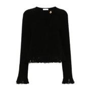 Zwart Tweed Franje Jas Chloé , Black , Dames