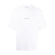 Logo Print Boxy Fit T-Shirt Marni , White , Heren