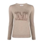 Intarsia-Knit Logo Sweater Beige Max Mara , Beige , Dames