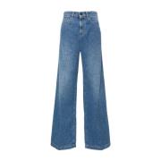 Blauwe Gewassen Denim Straight Leg Jeans Emporio Armani , Blue , Dames