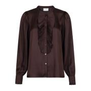 Blouse met gerimpelde details Neo Noir , Brown , Dames