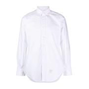 Witte Katoenen Hemd met Knoopkraag Thom Browne , White , Heren