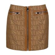 Monogram Mini Rok Versace , Brown , Dames