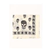 Witte Sjaal met Skull Print van Zijdeblend Alexander McQueen , Multico...