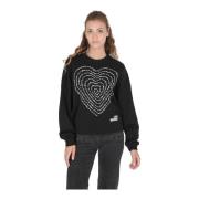 Zwarte katoenen sweatshirt met inlegdetail Love Moschino , Black , Dam...