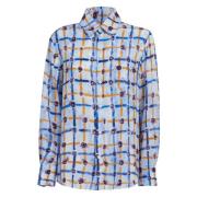 Cr de chine overhemd met saraband print Marni , Multicolor , Dames