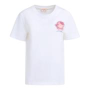 jersey t-shirt met bloemenpatch Marni , White , Dames