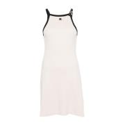 Beige Katoenen Jurk met Logo Courrèges , Beige , Dames