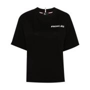 Zwart Logo T-shirt Lichtgewicht Jersey Moncler , Black , Dames