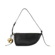 Zwarte Mini Shield Leren Schoudertas Burberry , Black , Dames