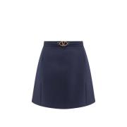 Blauwe Gerende Rok met VLogo Detail Valentino , Blue , Dames