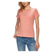 Katoenen Jersey T-shirt Pinko , Orange , Dames