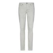 Witte Slim Fit Jeans Leren Label Tom Ford , White , Heren