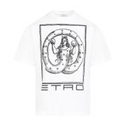 Wit T-shirt met Print Etro , White , Heren