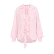 Zijden Blouse Roze Paars Romantische Orchidee Victoria Beckham , Pink ...