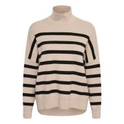 Klassieke Gestreepte Coltrui InWear , Beige , Dames