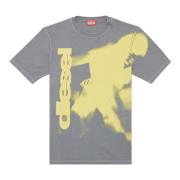 T-shirt with smudged print Diesel , Gray , Heren