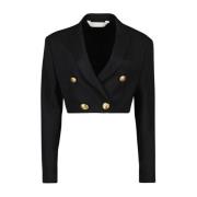 Korte blazer met klassieke kraag Palm Angels , Black , Dames