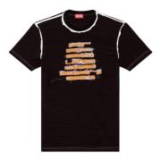 Logo-embroidered T-shirt in slub cotton Diesel , Black , Heren
