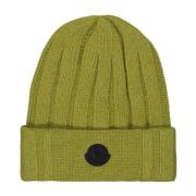 Gebreide Logo Beanie Moncler , Green , Heren