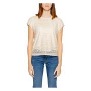 Lente/Zomer Dames T-shirt Vero Moda , Beige , Dames